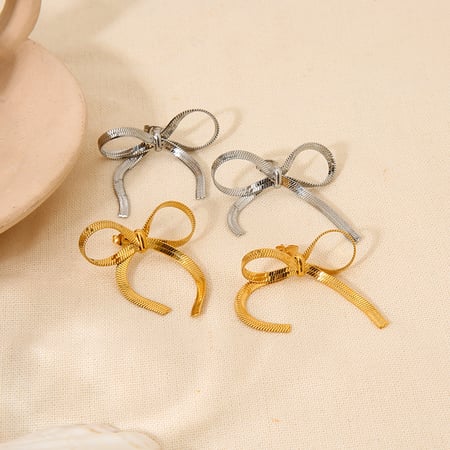 Romantic Series Sweet Bow Knot Stainless Steel Women's Stud Earrings 2