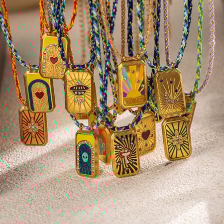 1 Stück Retro Tarot Edelstahl Gold Farbe Anhänger Halsketten 2