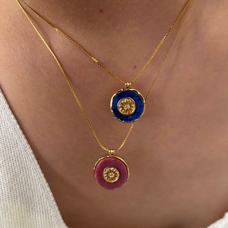 1 Piece Stainless Steel Gold Color Natural Stone Pendant Necklace 2