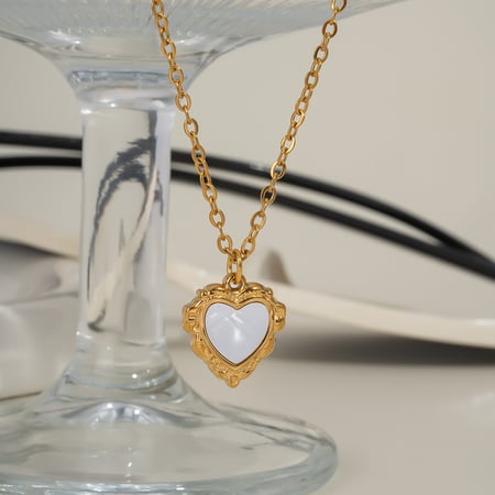 1 Piece Heart Stainless Steel Gold Color Pendant Necklaces
