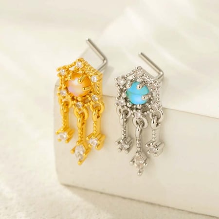 1 stuk delicate koperen gouden zirkonia dames neuspiercing 2