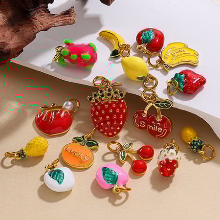 1 Piece Fruit Stainless Steel  Gold Color DIY Pendant 2