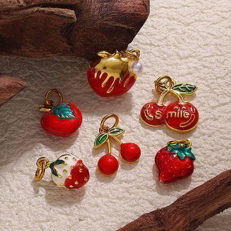 1 Piece Fruit Stainless Steel  Gold Color DIY Pendant