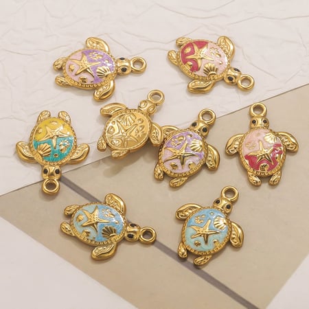 1 pezzo di ciondolo da donna in acciaio inossidabile color oro a forma di tartaruga per le vacanze 2