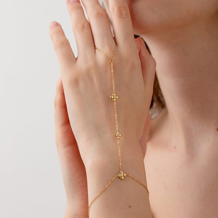 Bracelet connecté en acier inoxydable doré avec fleur, 1 pièce 2