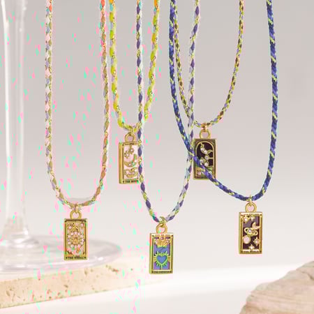 1 Piece Retro Tarot Stainless Steel Gold Color Pendant Necklaces 2