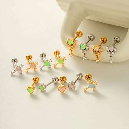 1 Adet Bakır Altın Rengi Zirkonyum Piercing Küpe