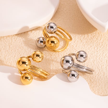 1 Piece Stainless Steel  Gold Color Statement Ring 2
