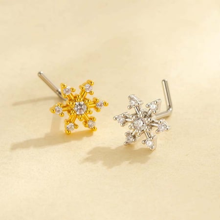 1 piercing de nez flocon de neige en cuivre doré et zircon pour femme 2