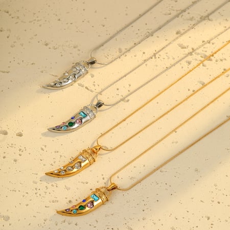 Luxurious Retro Stainless Steel Gold Color Women's Pendant Necklaces