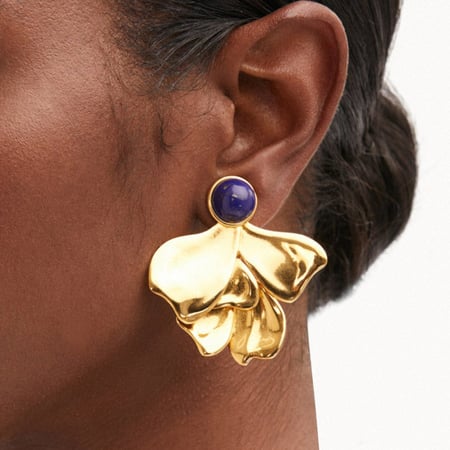 1 Pair Classic Series French Retro Flower Stainless Steel Gold Color Women's Stud Earrings 2