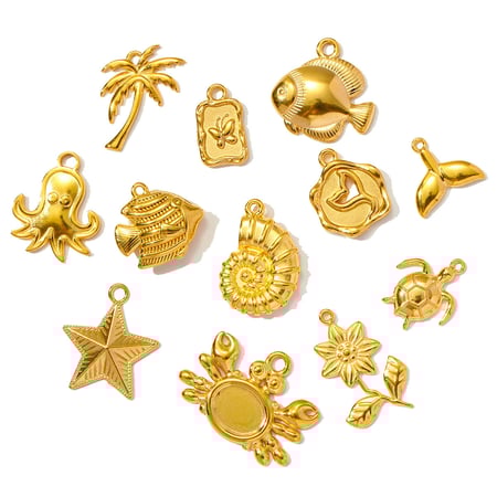 1 Piece Romantic Series DIY Turtle Stainless Steel Gold Color Women's Pendants