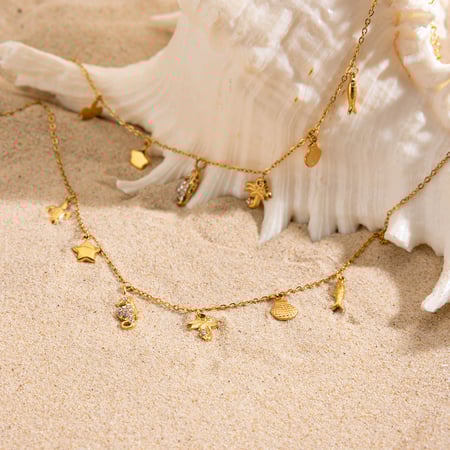 1 Piece Vacation Shell Stainless Steel Gold Color Women's Pendant Necklaces 2