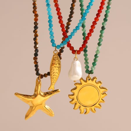 1 Paar Simple Series Klassische Damen-Halsketten mit Sonne-/Mond-Anhänger aus Edelstahl 2