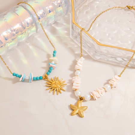 Colliers à pendentif tortue de vacances en acier inoxydable couleur or pour femme
