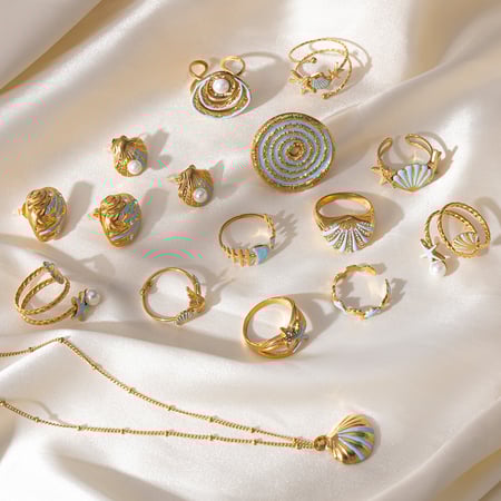 1 Stück Oceanic Edelstahl Goldfarben Statement Ring