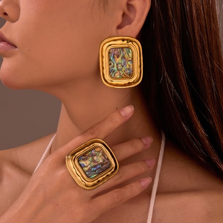 1 paire de boucles d&#39;oreilles à tige géométriques rétro en acier inoxydable pour femme, série classique 2