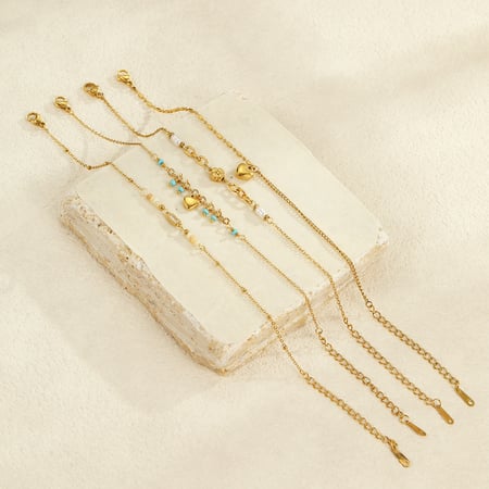 Sweet Geometric Stainless Steel Gold Color Women's Chain Bracelets
