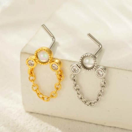 1 Piece Copper Gold Color Zircon  Nose Stud 2