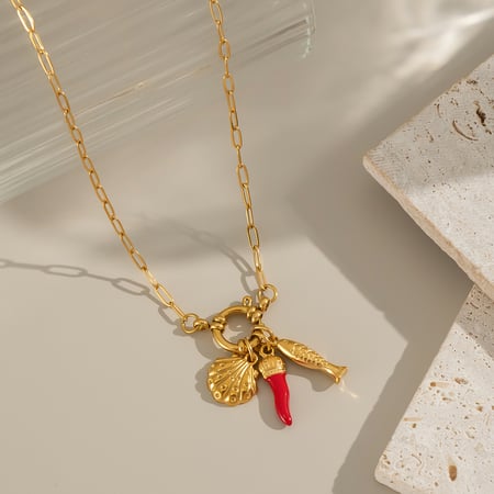 1 Adet Chill Charm Paslanmaz Çelik Altın Renkli Kolye 2