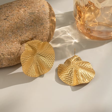1 paire de boucles d&#39;oreilles à tige rétro en acier inoxydable couleur or