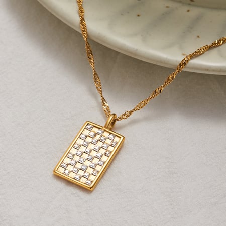 1 Piece Colorant Match Rectangular Stainless Steel Gold Color Women's Pendant Necklaces