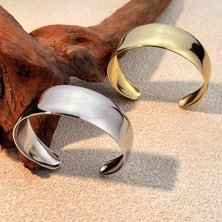 1 Piece Simple Stainless Steel Gold Color Cuff Bracelet