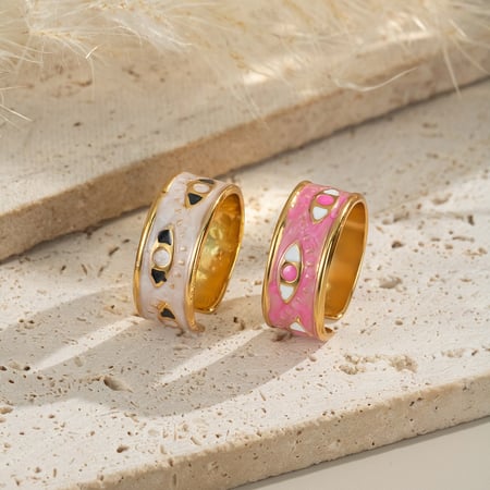 1 anello minimalista in acciaio inossidabile con goccia d&#39;olio e occhio del diavolo 2