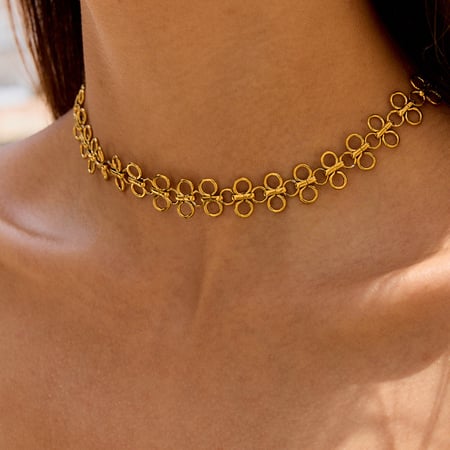 1 pair  clover stainless steel gold color women's chain necklaces 2