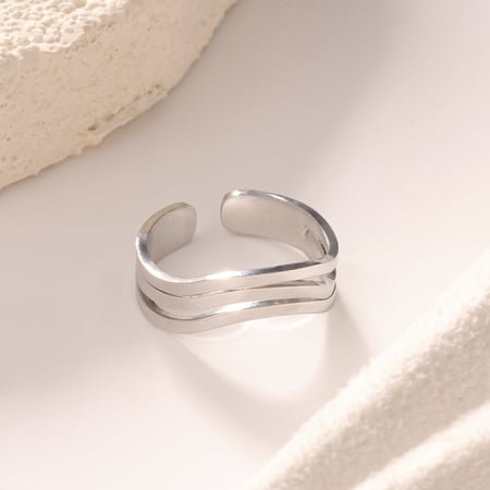 1 Piece Simple Series Classic Strip Stainless Steel   Gold Color  Statement Rings 2