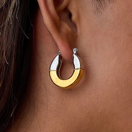 1 paire de boucles d&#39;oreilles créoles géométriques modernes en acier inoxydable couleur or pour femme 2
