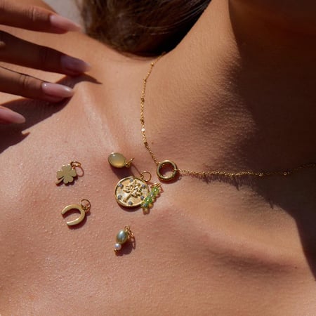 1 Stück DIY-Serie Persönlichkeit Kleeblatt Edelstahl Gold Farbe Damen Anhänger Halsketten 2