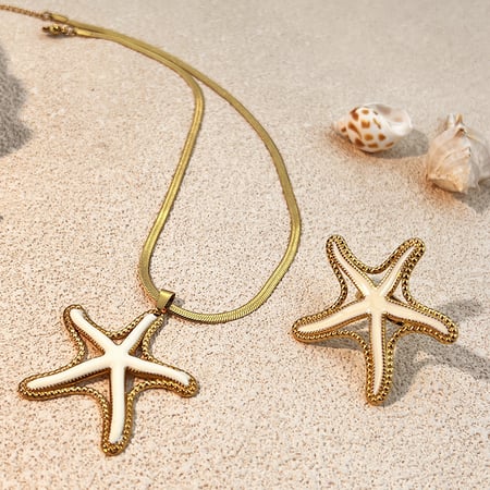 Collier avec pendentif étoile de mer en acier inoxydable couleur or, 1 pièce 2