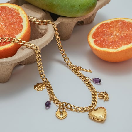 1 Piece Romantic Series Elegant Heart Stainless Steel Gold Color Women's Pendant Necklaces 2