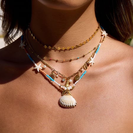 Collier avec pendentif coquillage en acier inoxydable pour femme, 1 pièce 2