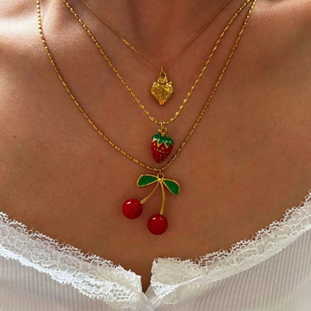 1 Piece Fruit Stainless Steel Gold Color Pendant Necklace 2