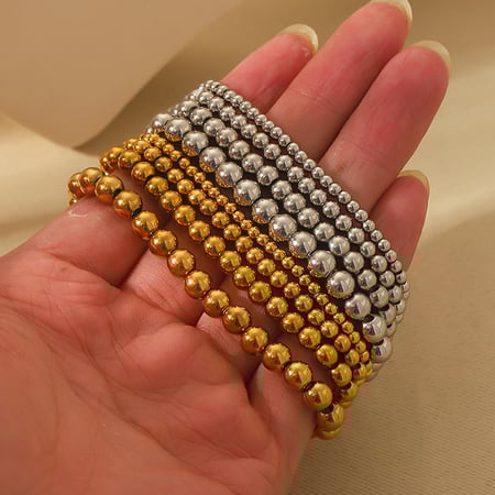 Simple Series Daily Beads Stainless Steel Gold Color Women's  Bracelets 2