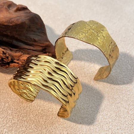 1 Piece Stainless Steel Gold Color Cuff Bracelet 2