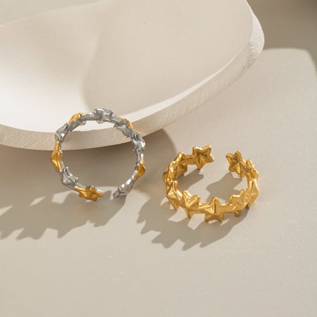 1 Stück schlichter Stern Edelstahl Goldfarbe Minimalistischer Ring