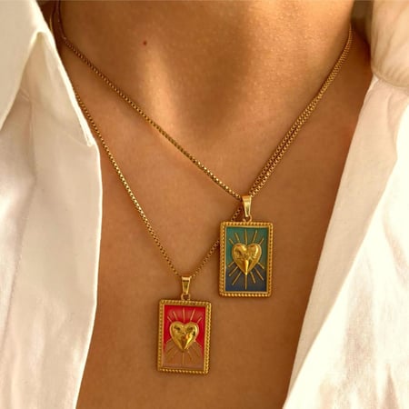 1 Stück Herz-Tarot-Halskette aus Edelstahl 2