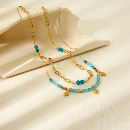 Retro Geometric Stainless Steel   Gold Color Women's Layered Necklaces