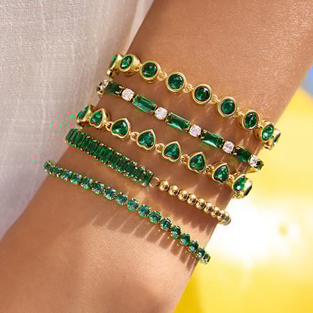 1 Piece Luxurious Series Retro Green Stainless Steel Gold Color Women's Chain Bracelets 2
