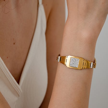 Braccialetti da donna in acciaio inossidabile geometrico classico della serie Simple