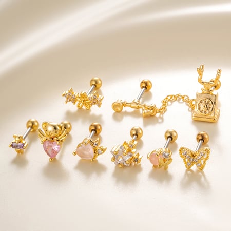 1 Piece Lustrous Heart Titanium Steel Zircon Women's Piercing Earrings 2