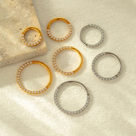 1 Piece Intricate Stainless Steel Gold Color Zircon Women's Piercings Earrings