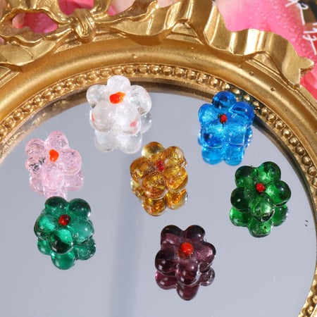 1 Stück einfache Serie süße Blumen Glas Schmuckperlen 2