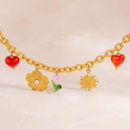 Stainless Steel Gold Color Pendant Necklace