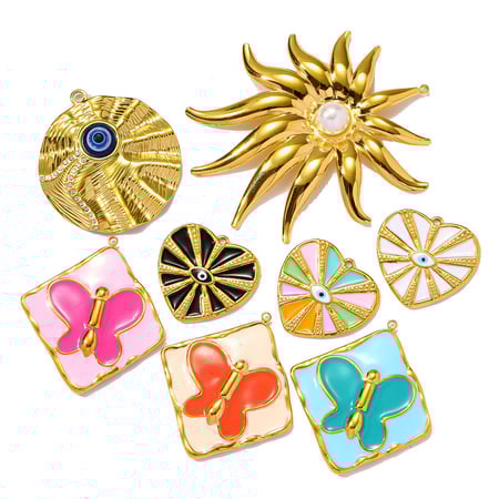 1 pieza de colgantes de acero inoxidable dorados con forma de corazón, serie romántica, para mujer.