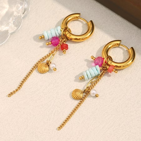 1 paire de boucles d&#39;oreilles pendantes design en pierre naturelle pour femme 2
