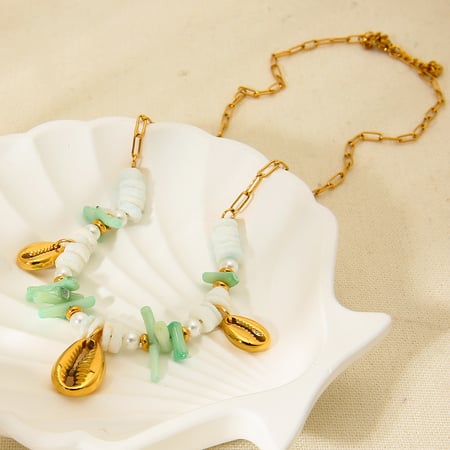 1 Piece Shell Stainless Steel Gold Color Pendant Necklace